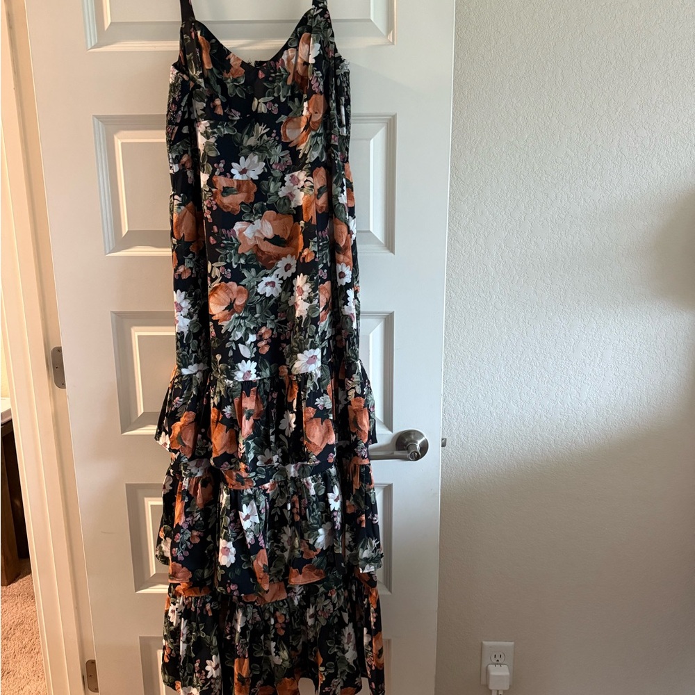 Abercrombie & Fitch Black and Orange Floral Maxi Dress